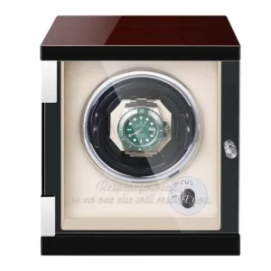 CustomNew Vertical Single Watch Winder Box Ebony Wood Black